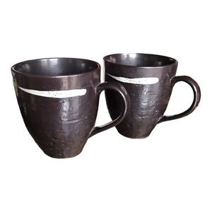 Joseph Abboud Solaris #5022601 Stoneware Coffee MUG 15 oz Set of 2 Dark‎ Brown